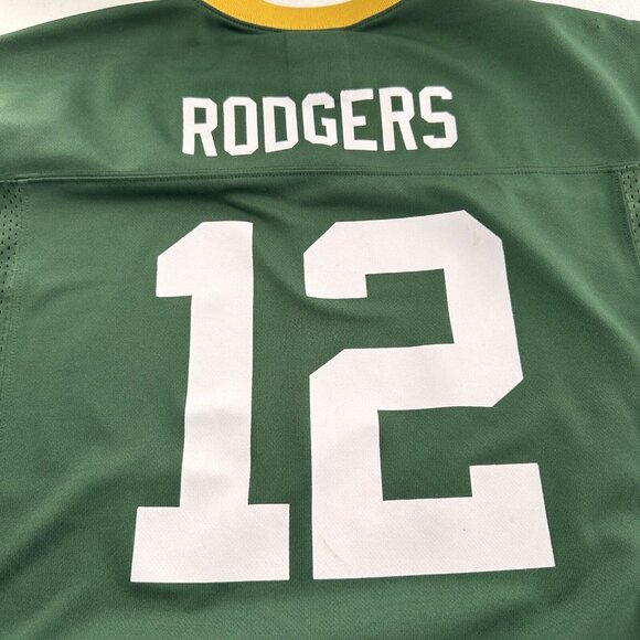 Green Bay Packers Aaron Rodgers Youth Jersey Large 14/16 Green & Yellow NFL Team - Picture 8 of 10